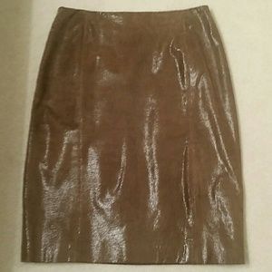 Brown reptile print pencil skirt